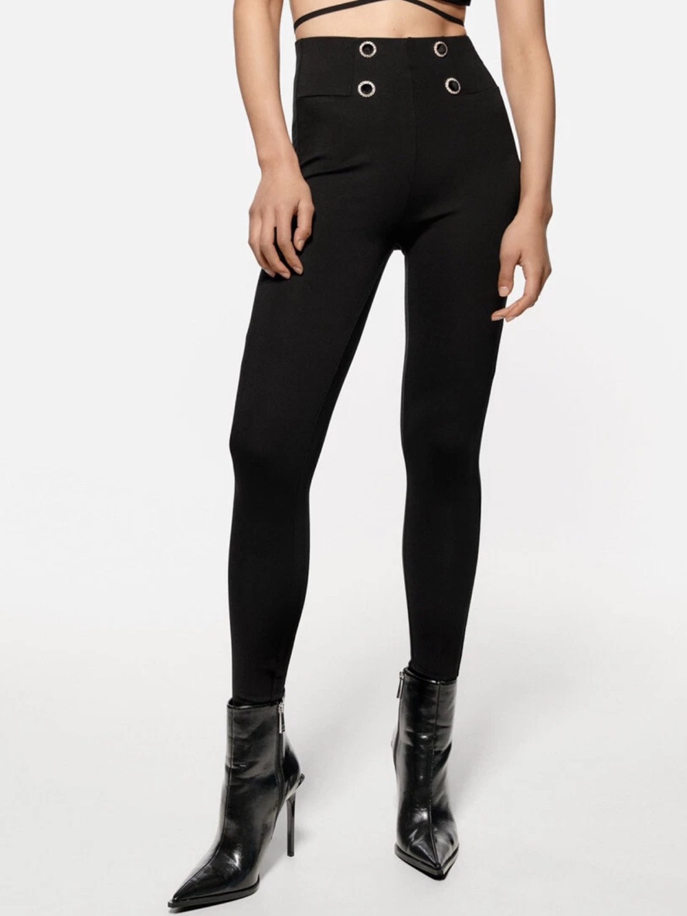 Zara Jewel Button High Rise Leggings
